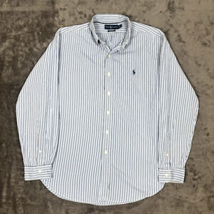 Ralph Lauren Long Sleeve button down Shirt Mens Classic Fit XL White Blue